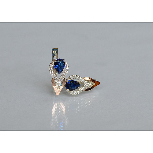 Серебряные серьги Sil с золотыми накладками 132s-6 Танзанит (Sil-721)