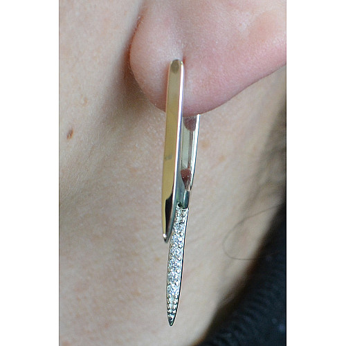 Серебряные серьги Sil с золотыми вставками 127s Золотистый (Sil-815)