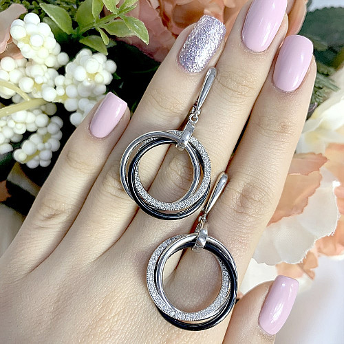 Серебряные серьги Silver Breeze с керамикой (1524169)