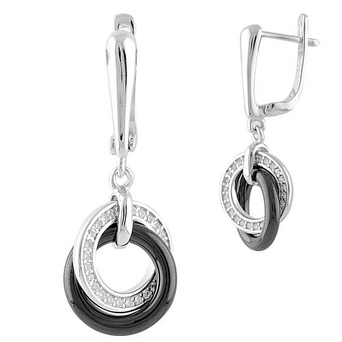 Серебряные серьги Silver Breeze с керамикой (1329580)