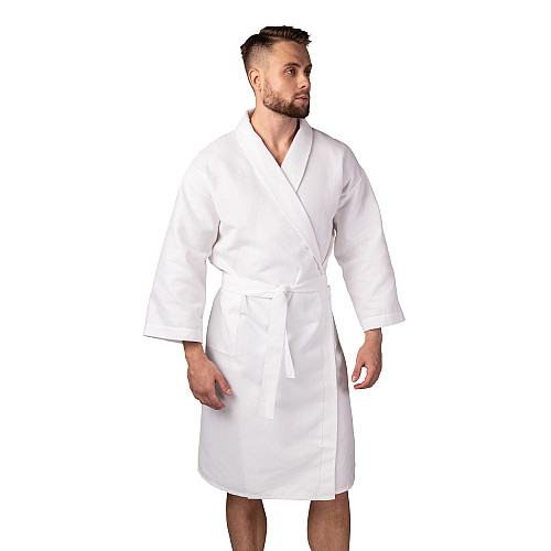 Вафельный халат Luxyart Кимоно XL Белый (LS-0411)