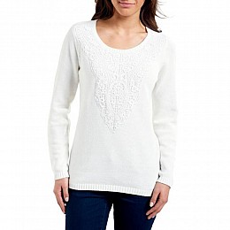 Пуловер Eddie Bauer Womens Sweater Lace-Up IVORY M Белый (7101830IV-M)