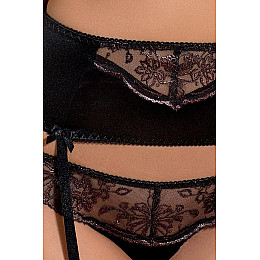Комплект белья и пояс для чулок Passion  BRIDA SET WITH OPEN BRA размер XXL/XXXL Черный (PS22724)