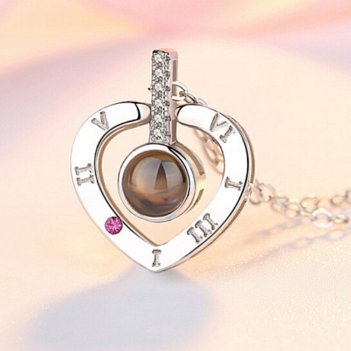 Підвіска SUNROZ Heart I love You Я люблю тебе на 100 мовах Срібний (SUN3099)