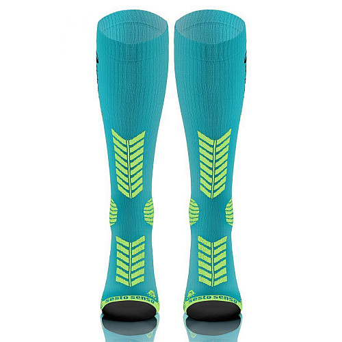 Спортивные компрессионные гольфы Sesto Senso Sport Kompression 35-38 Бирюзовый с зеленым (sns0164)