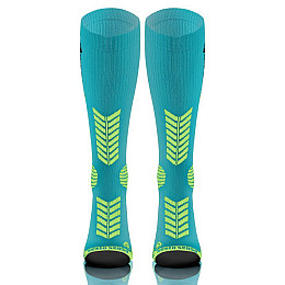Спортивные компрессионные гольфы Sesto Senso Sport Kompression 39-42 Бирюзовый с зеленым (sns0165)