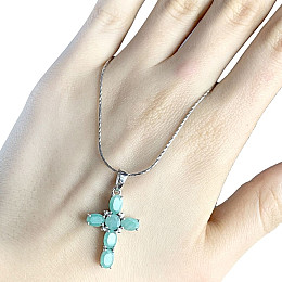 Срібний хрестик SilverBreeze зі смарагдом (1966631)