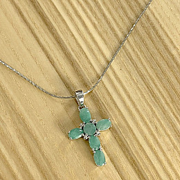 Срібний хрестик SilverBreeze зі смарагдом (1966631)