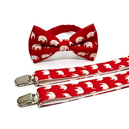 Набор детский подтяжки и бабочка Z-U С Слониками Ngu-4561 красный