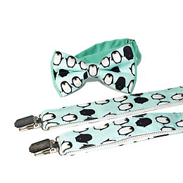 Набор детский Подтяжки И Бабочка Z-U С Пингвинами Ngu-4568 бирюзовый