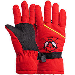 Перчатки горнолыжные теплые детские Zelart Spiderman C-6572 р-р L-XL Red (MR08705)