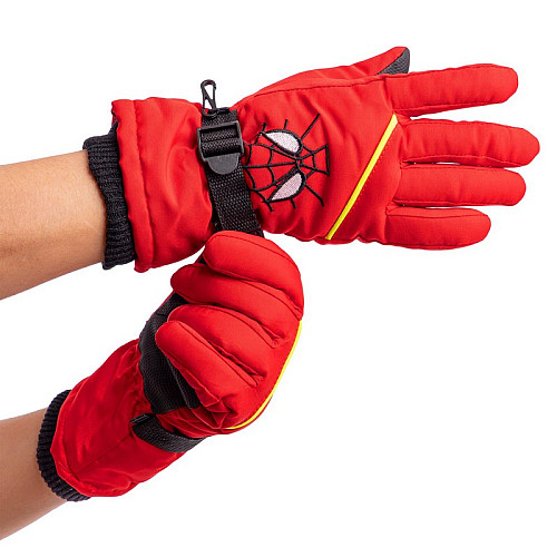 Перчатки горнолыжные теплые детские Zelart Spiderman C-6572 р-р L-XL Red (MR08705)