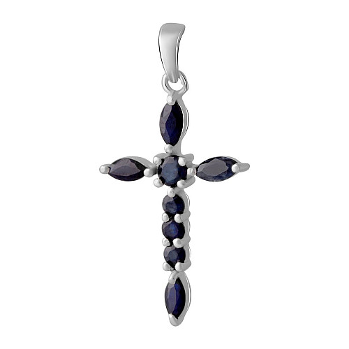 Серебряный крестик SilverBreeze с сапфиром 0.35ct (2053583)