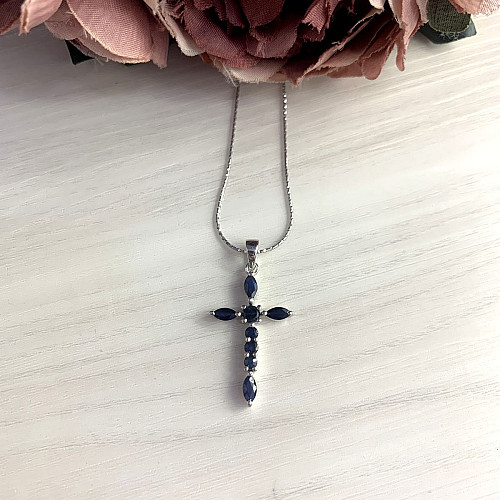 Серебряный крестик SilverBreeze с сапфиром 0.35ct (2053583)