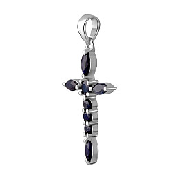 Срібний хрестик SilverBreeze із сапфіром 0.35ct (2053583)