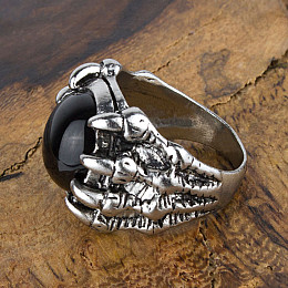 Перстень Win Магический камень Сплав ЦАМ (ZAMAK) 20 Стальной Чёрный (26144)