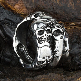 Кольцо Win Череп и когти Регулируемый Размер 18.5 - 21.5 Стальной (23703)