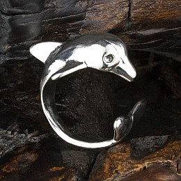 Кольцо Win Дельфин Регулируемый Размер 14.5 - 16 Стальной (23711)