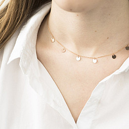 Золотое колье с кружочками кол01417 Оникс 40