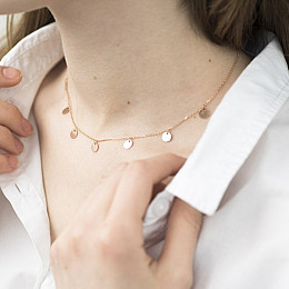 Золотое колье с кружочками кол01417 Оникс 40