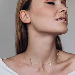 Золотое колье Клевера кол01520 Оникс 45