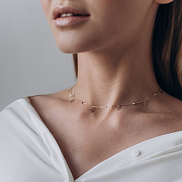 Золотое колье Клевера кол01520 Оникс 40