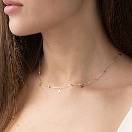 Колье Клевер в желтом золоте кол01670 Оникс 45