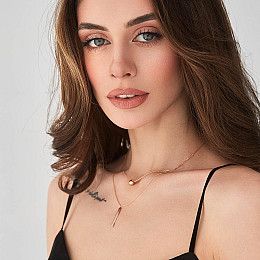 Колье с шариком для гравировки (красное золото) кол01718 Оникс 40