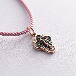 Золотой крестик Распятие. Спаси и Сохрани (чернение) п03263 Оникс