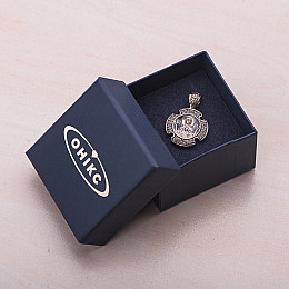 Золотая ладанка «Троица. Божия Матерь «Знамение» п02642 Оникс