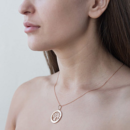 Золотой кулон Древо жизни п02895 Оникс