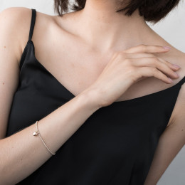 Золотой браслет Сердечко б03951 Оникс 19