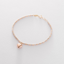 Золотой браслет Сердечко б03951 Оникс 19