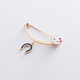 Золота шпилька Hello Kitty та підкова зак00300 Онікс