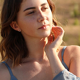 Браслет Гармония в белом золоте б04467 Оникс 18