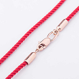 Шелковый красный браслет с золотой гладкой застежкой б02271 Оникс 18