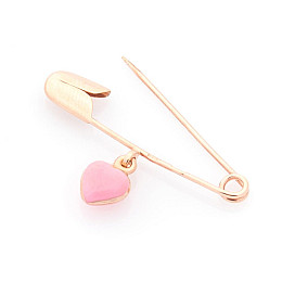 Золотая детская булавка Сердечко с эмалью зак00209 Оникс
