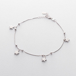 Серебряный браслет на ногу со звездочками 141361 Оникс 20