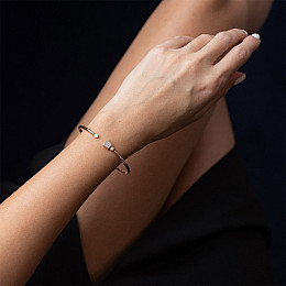 Жесткий браслет в красном золоте (фианиты) б04525 Оникс