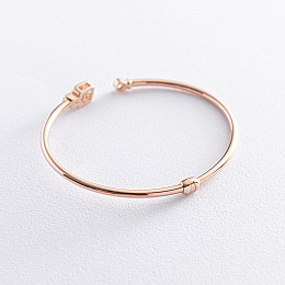 Жесткий браслет в красном золоте (фианиты) б04525 Оникс