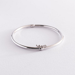 Жесткий браслет в белом золоте б04717 Оникс