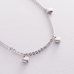 Золотой браслет Сердечки на ногу б04703 Оникс 26