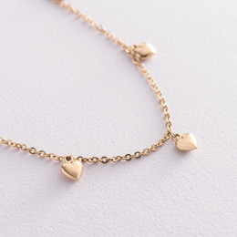 Золотой браслет Сердечки на ногу б04700 Оникс 26