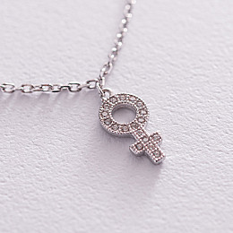 Серебряный браслет на ногу с фианитами 14979 Оникс 28