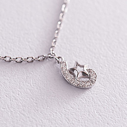 Серебряный браслет на ногу с фианитами 14979 Оникс 28