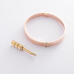 Жесткий браслет Love из красного золота б03858 Оникс