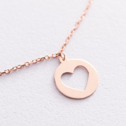 Золотой браслет Сердечко на ногу б04790 Оникс 25