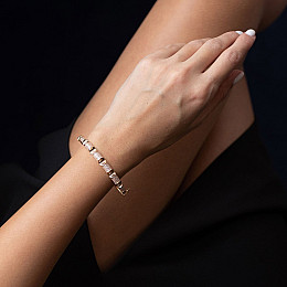 Жесткий браслет в красном золоте (фианиты) б04546 Оникс