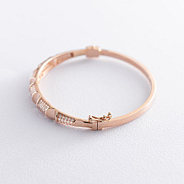 Жесткий браслет в красном золоте (фианиты) б04546 Оникс