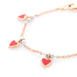 Золотой детский браслет Сердечки с эмалю б00518 Оникс 14